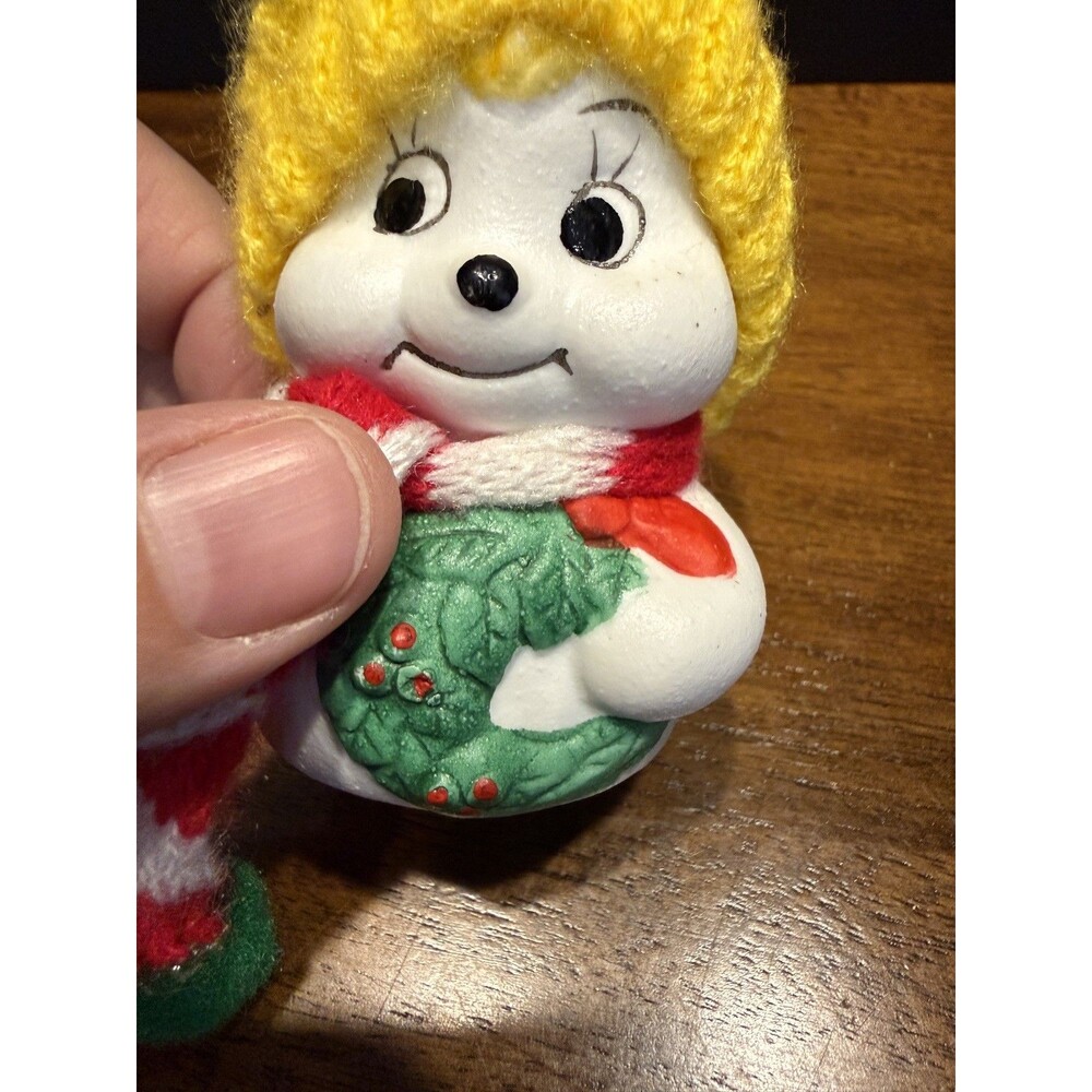 Giftco Inc Bisque Snowman Bell Snow Bells Christmas Tree Ornament Porcelain - Picture 8 of 8
